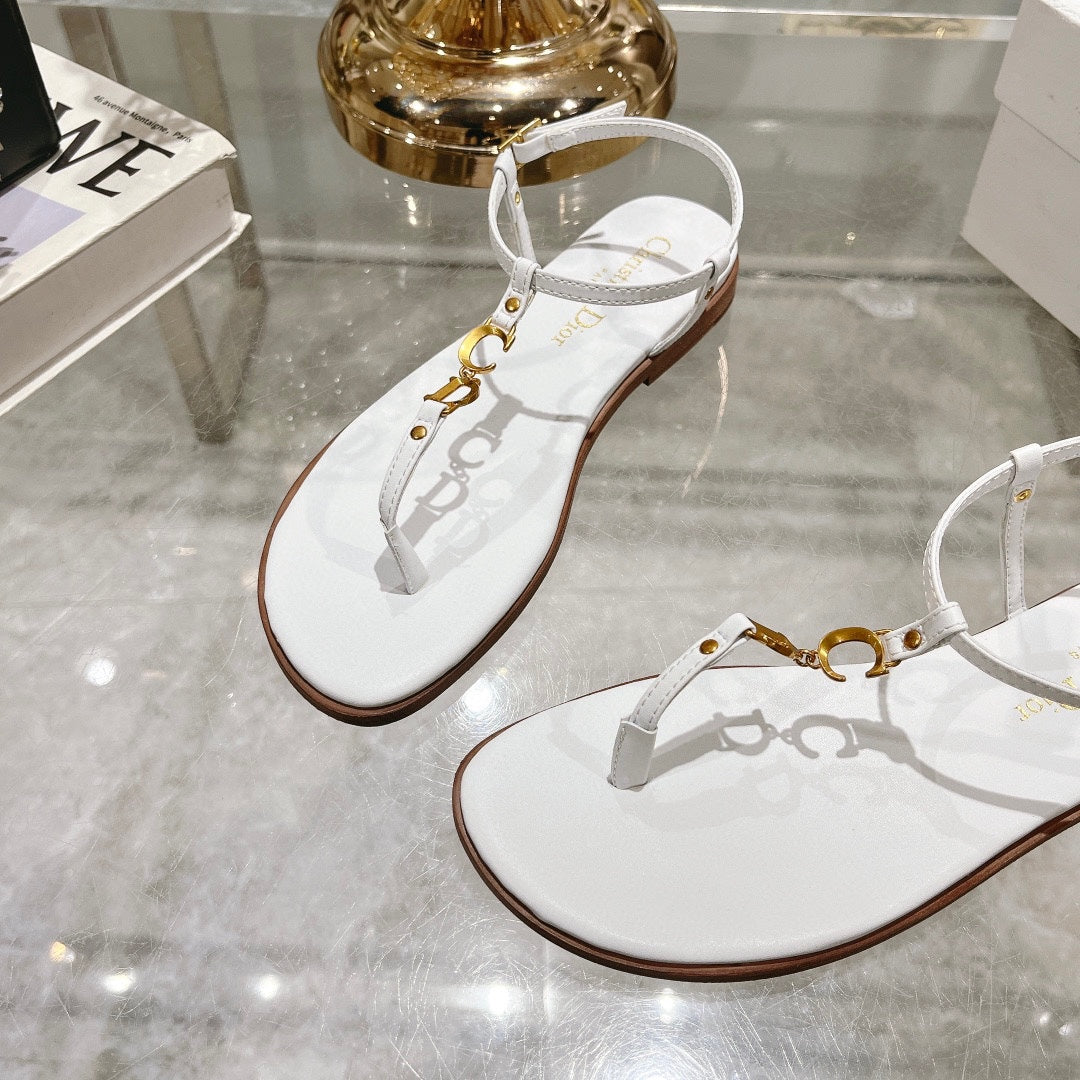 DIOR IVIERA C'EST THONG SANDAL WHITE AQUAMARINA CALFSKIN