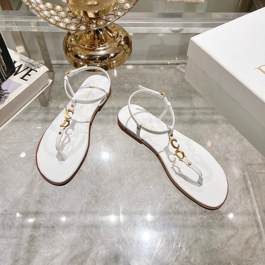 DIOR IVIERA C'EST THONG SANDAL WHITE AQUAMARINA CALFSKIN