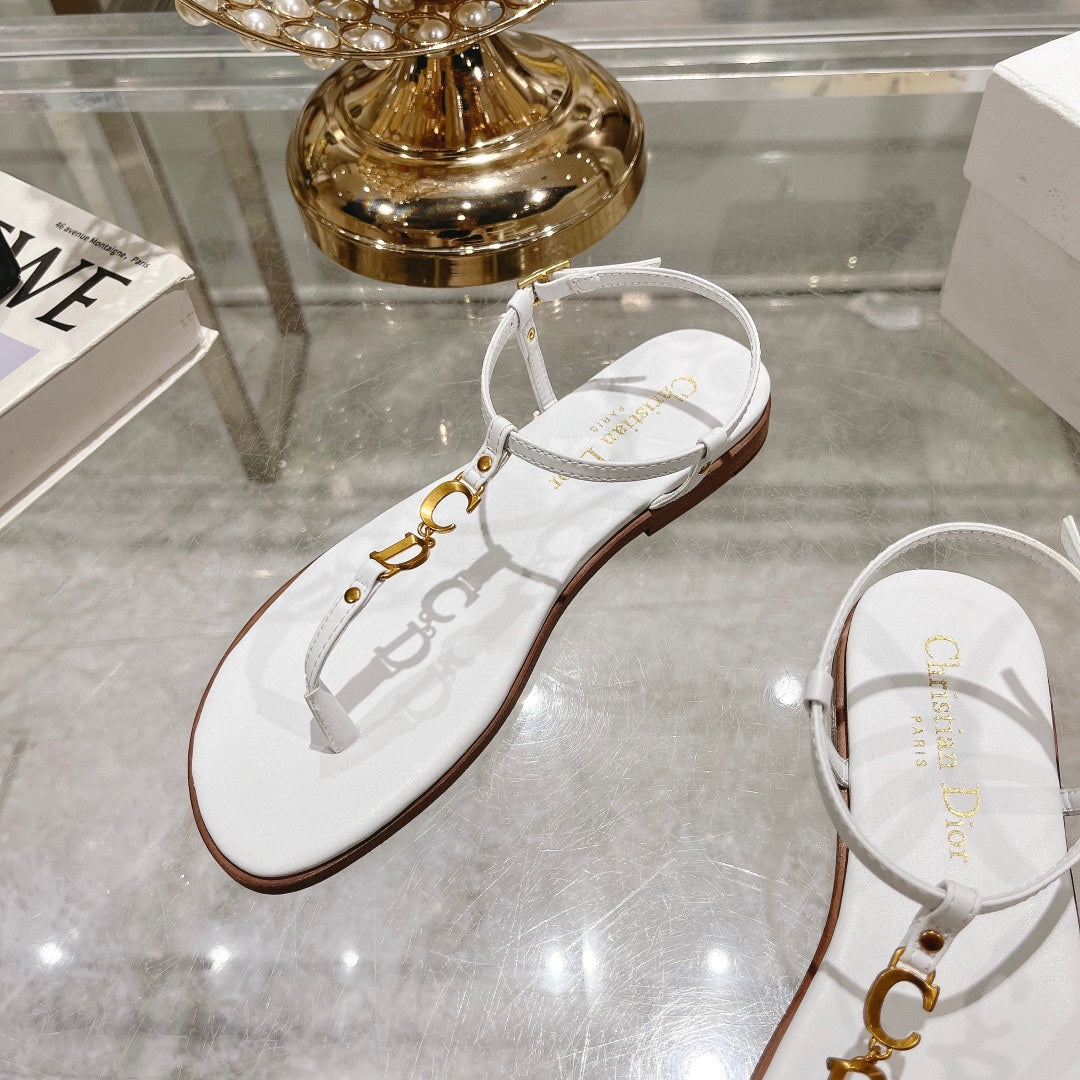 DIOR IVIERA C'EST THONG SANDAL WHITE AQUAMARINA CALFSKIN
