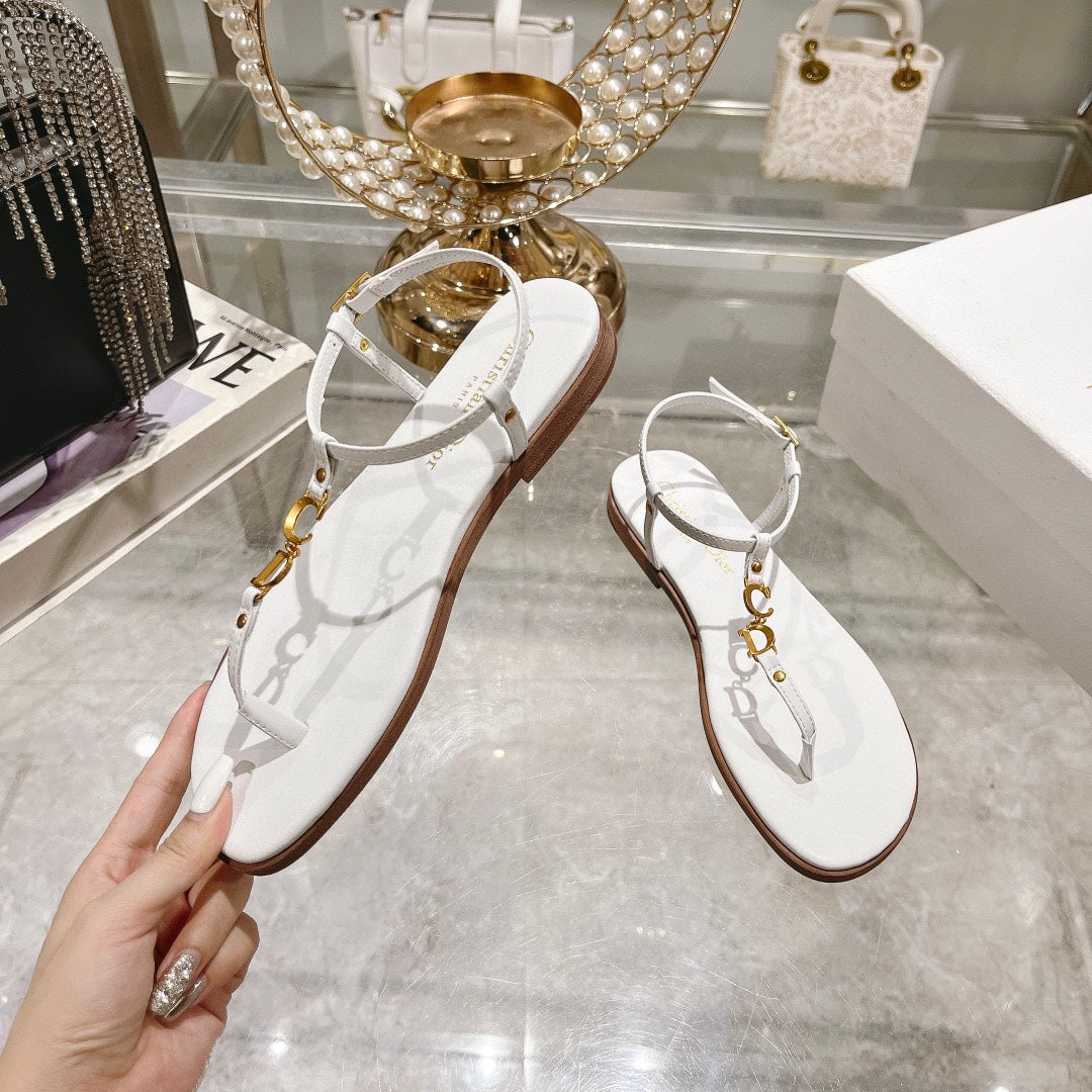 DIOR IVIERA C'EST THONG SANDAL WHITE AQUAMARINA CALFSKIN