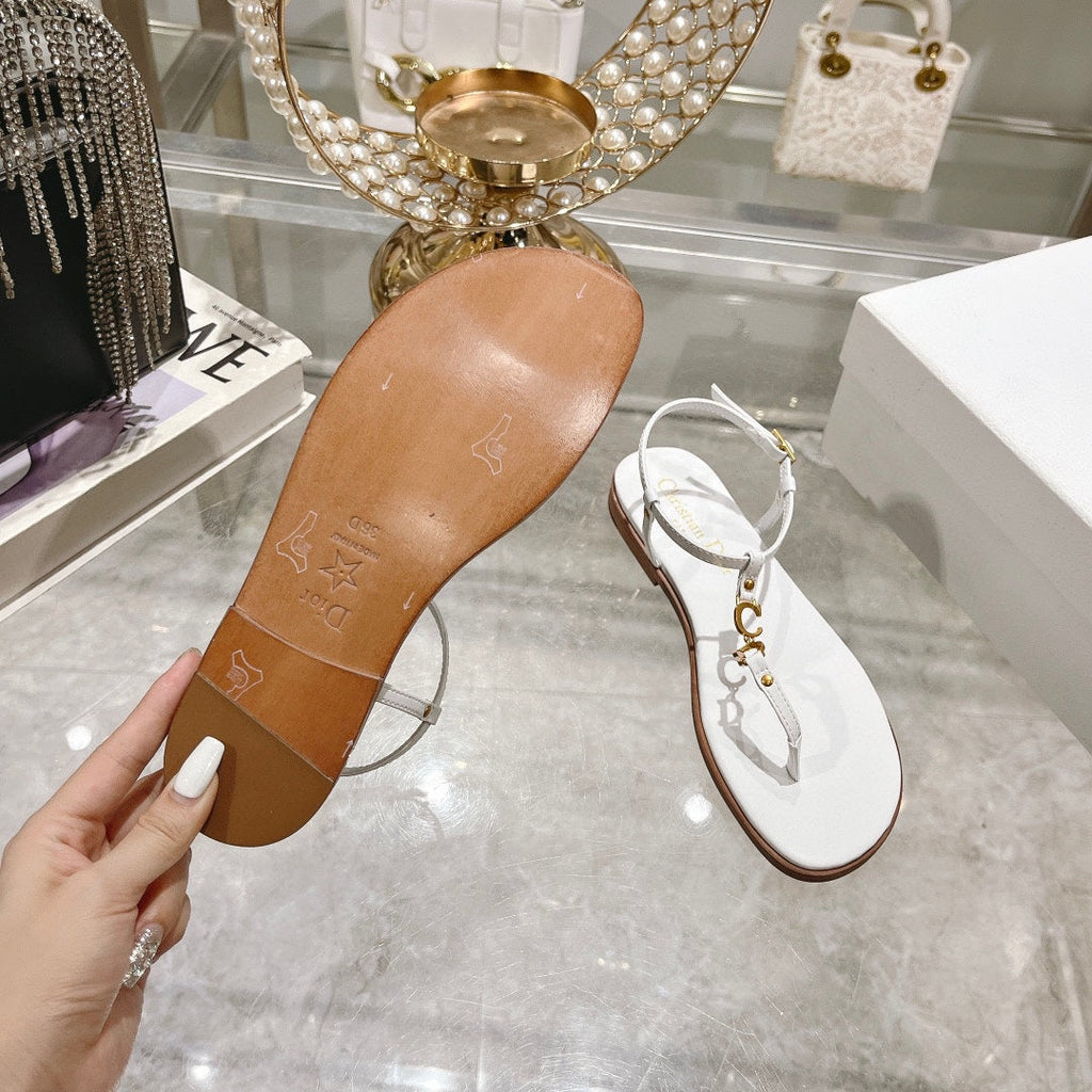 DIOR IVIERA C'EST THONG SANDAL WHITE AQUAMARINA CALFSKIN