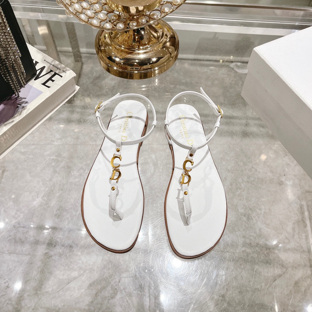 DIOR IVIERA C'EST THONG SANDAL WHITE AQUAMARINA CALFSKIN