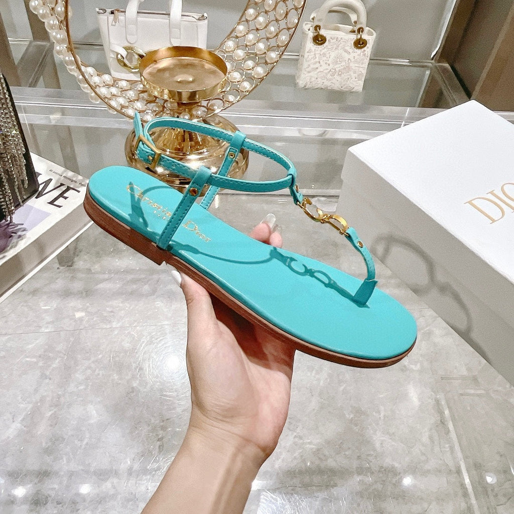 DIOR IVIERA C'EST THONG SANDAL SKY BLUE AQUAMARINA CALFSKIN