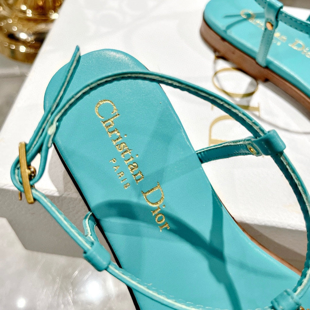 DIOR IVIERA C'EST THONG SANDAL SKY BLUE AQUAMARINA CALFSKIN