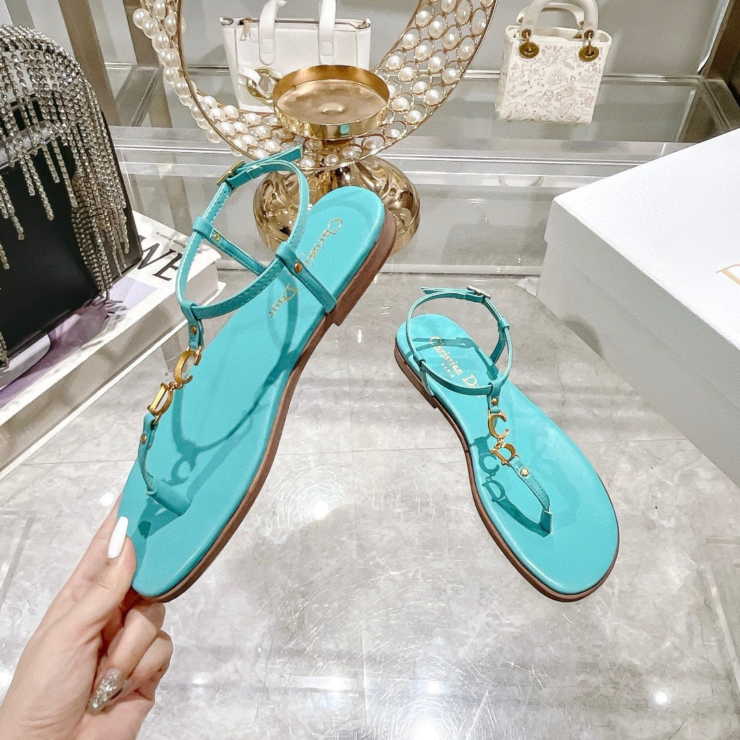 DIOR IVIERA C'EST THONG SANDAL SKY BLUE AQUAMARINA CALFSKIN