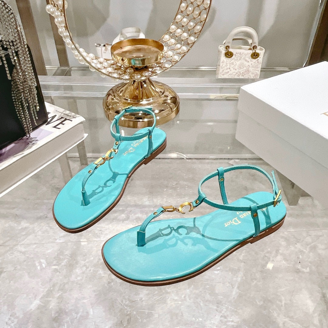 DIOR IVIERA C'EST THONG SANDAL SKY BLUE AQUAMARINA CALFSKIN