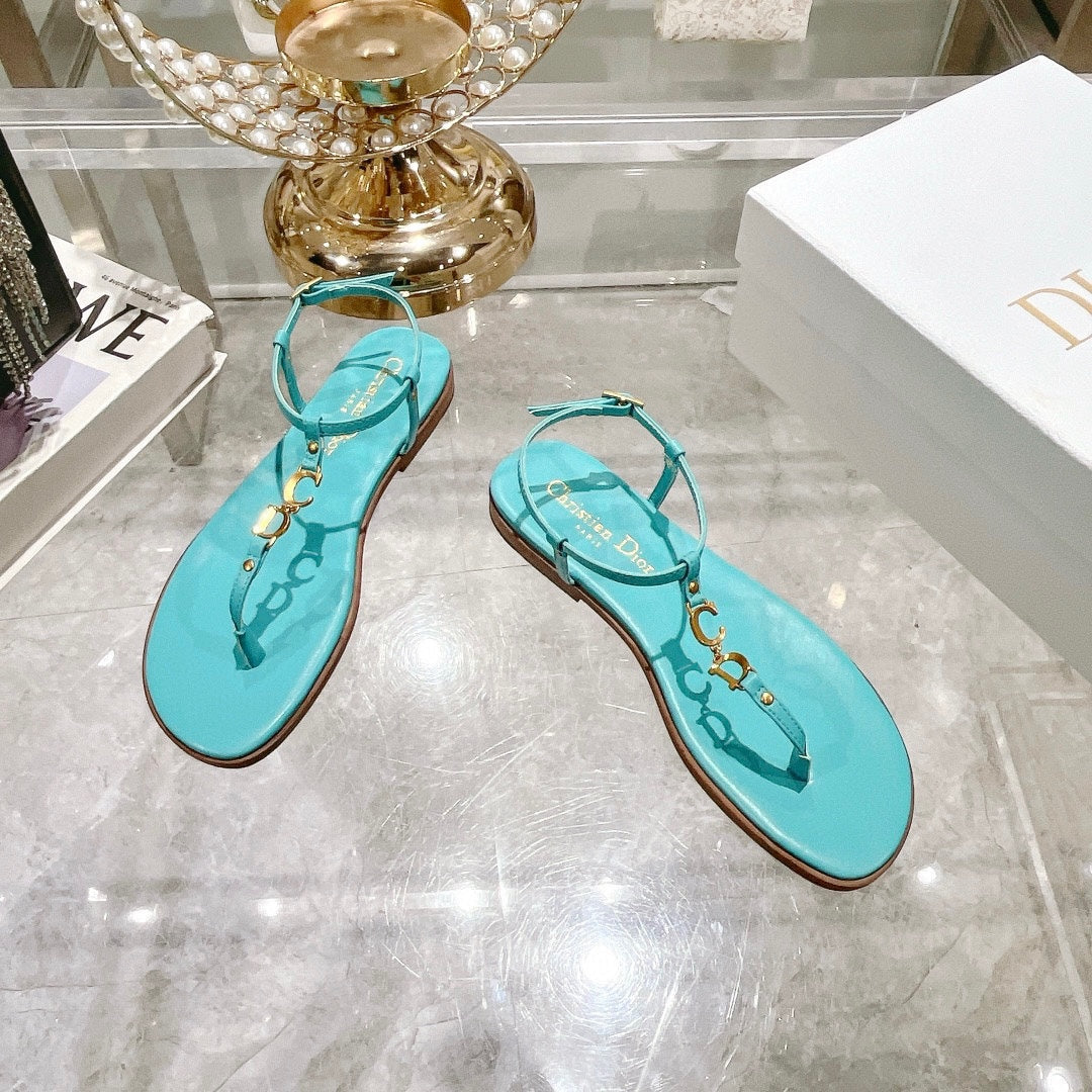 DIOR IVIERA C'EST THONG SANDAL SKY BLUE AQUAMARINA CALFSKIN