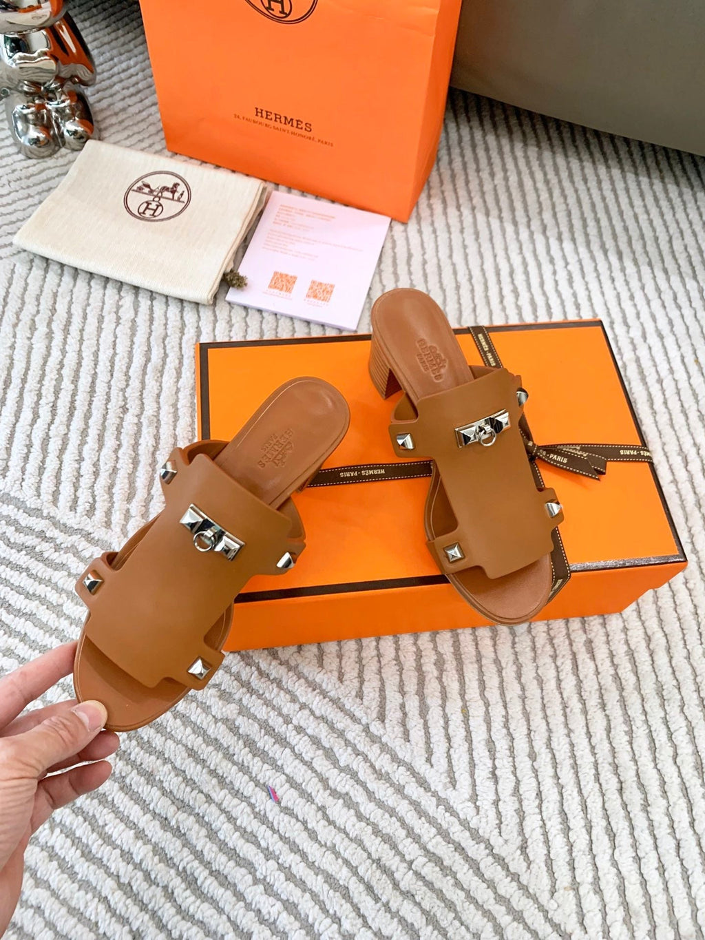 HERMES INVINCIBLE 50 SANDAL IN BRONZE BROWN CALFSKIN