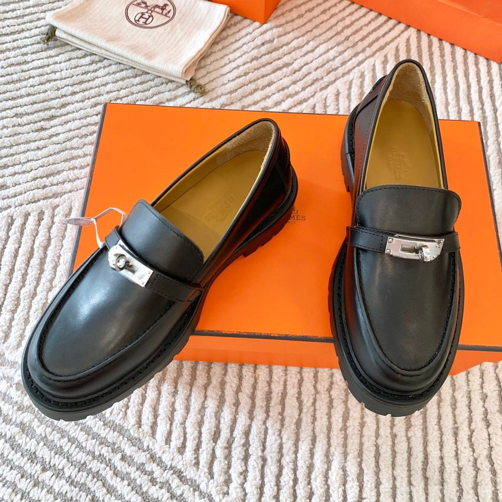 HERMES ICONE LOAFER IN BLACK CALFSKIN