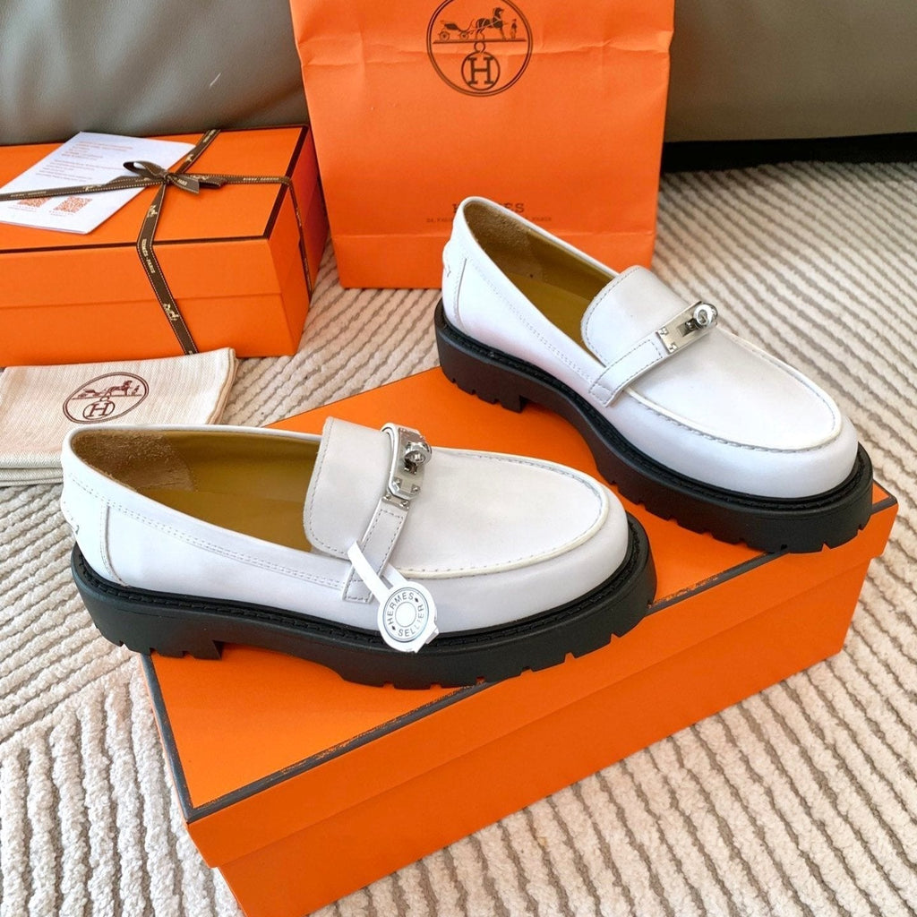 HERMES ICONE LOAFER IN WHITE CALFSKIN