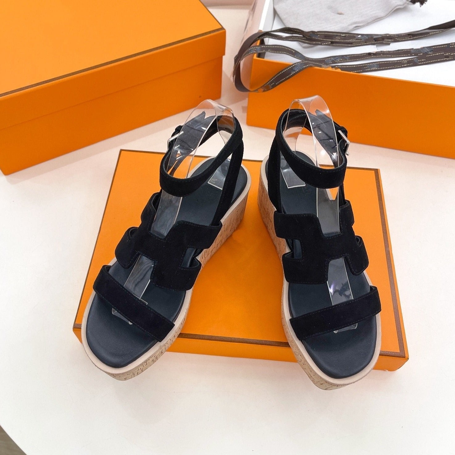 HERMES Havane 30 Sandal Black Suede