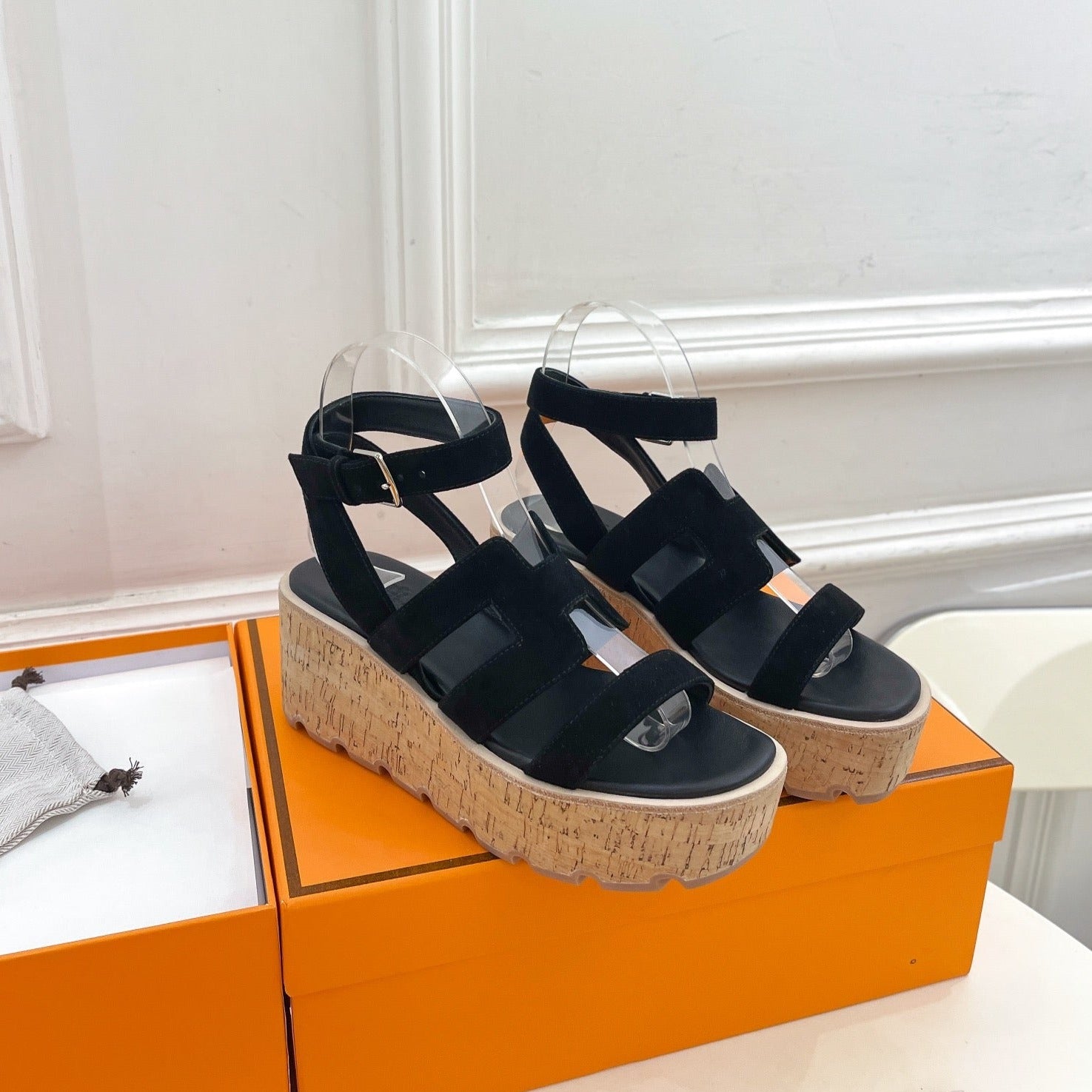 HERMES Havane 30 Sandal Black Suede