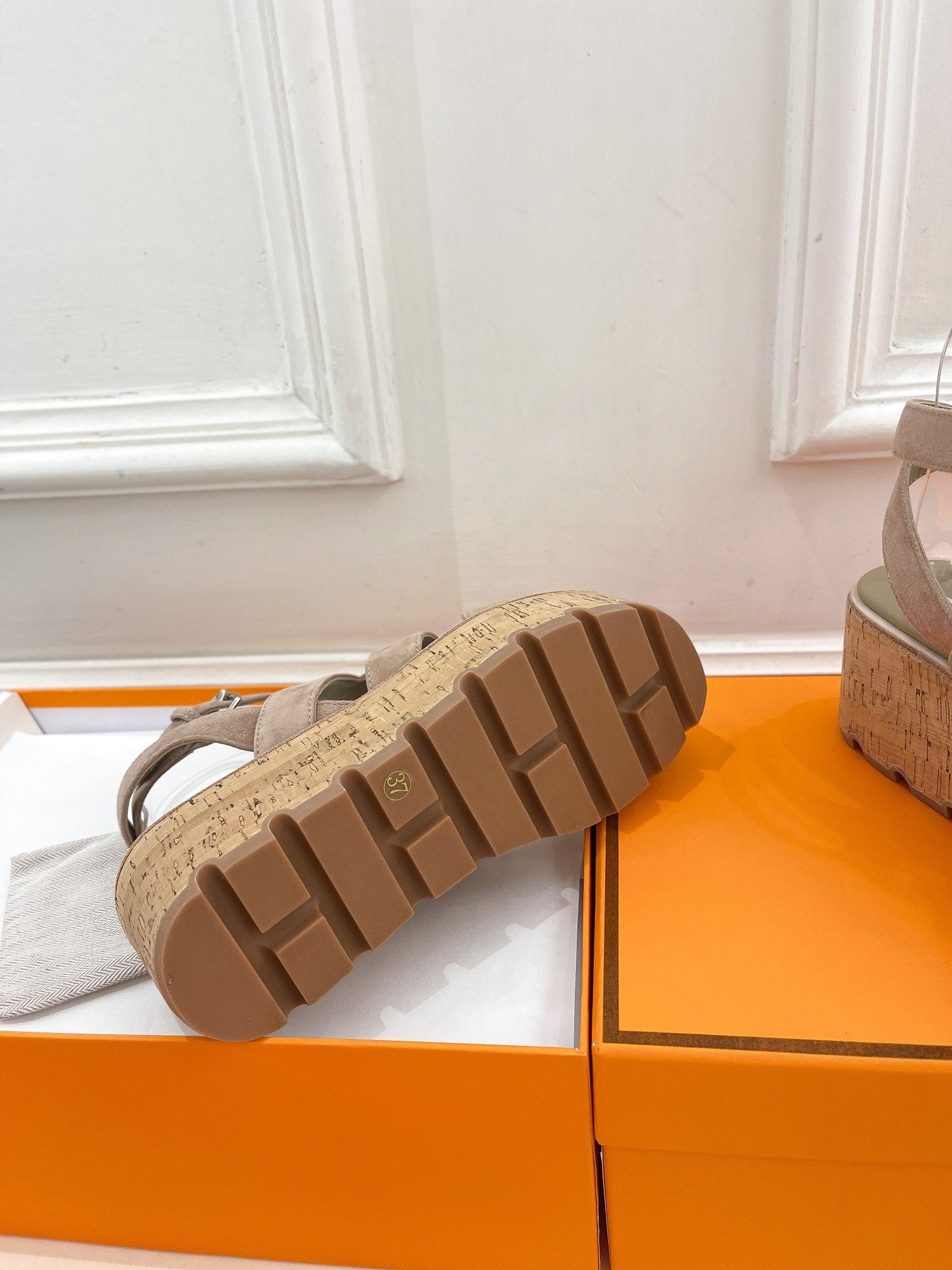 HERMES Havane 30 Sandal Light Brown Suede