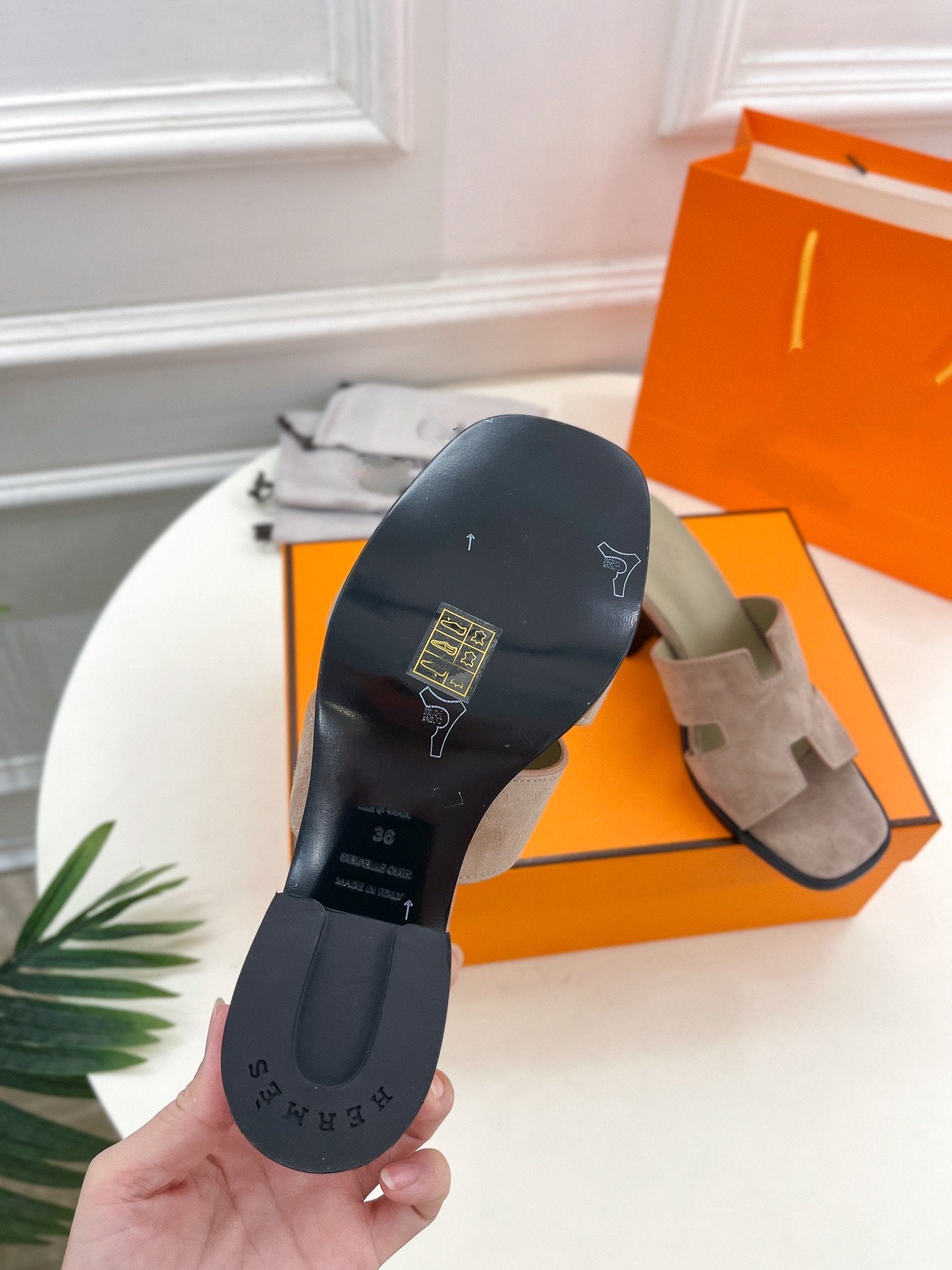 HERMES HELIA 60 SANDAL LIGHT BROWN SUEDE