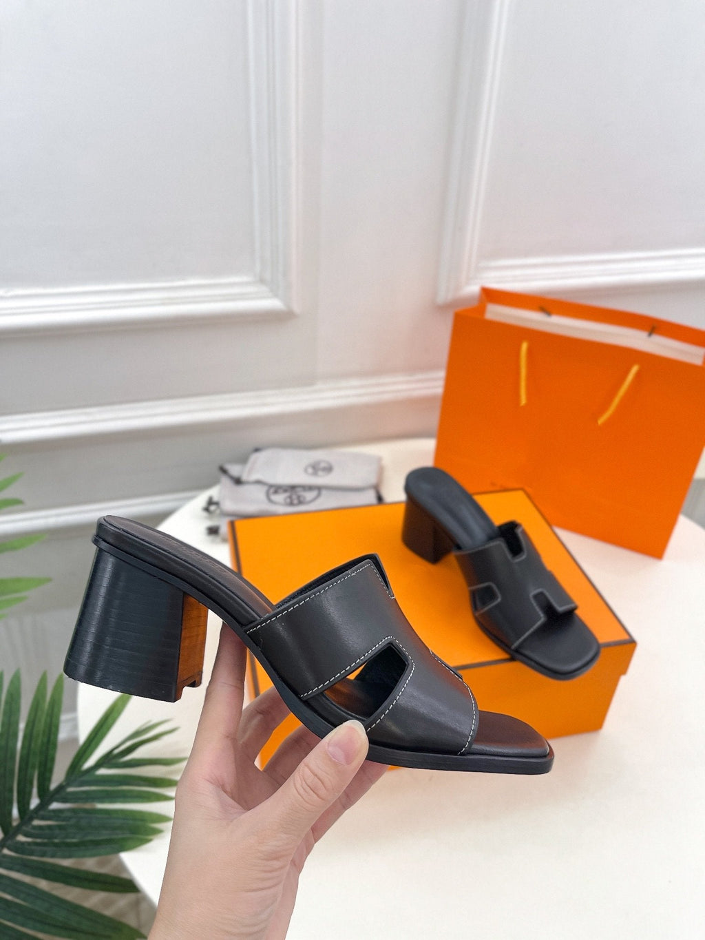 HERMES HELIA 60 SANDAL BLACK