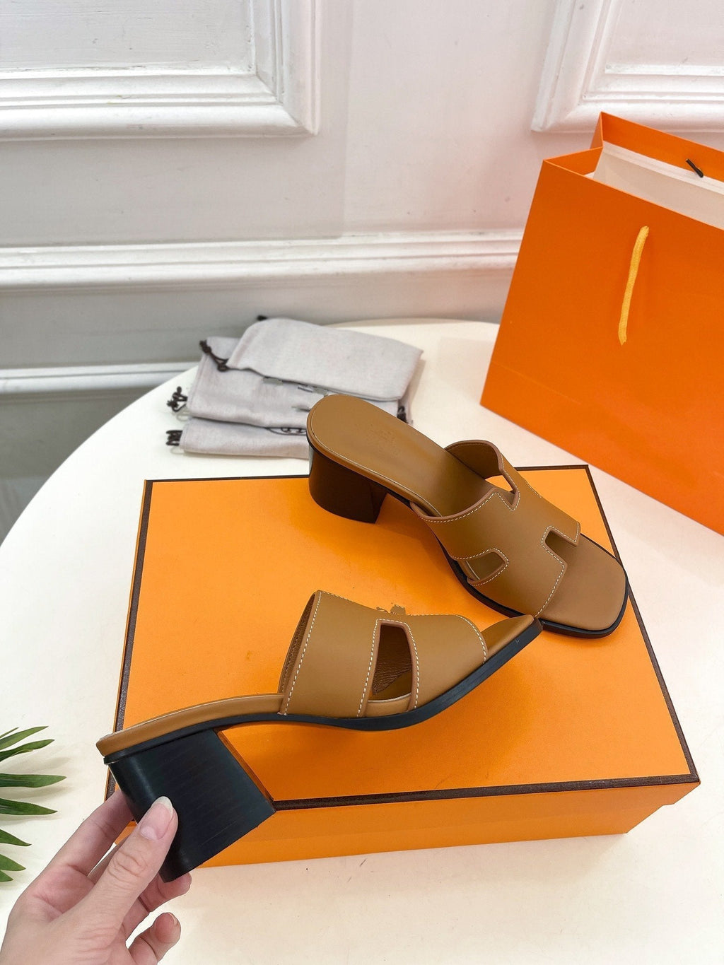 HERMES HELIA 60 SANDAL BROWN