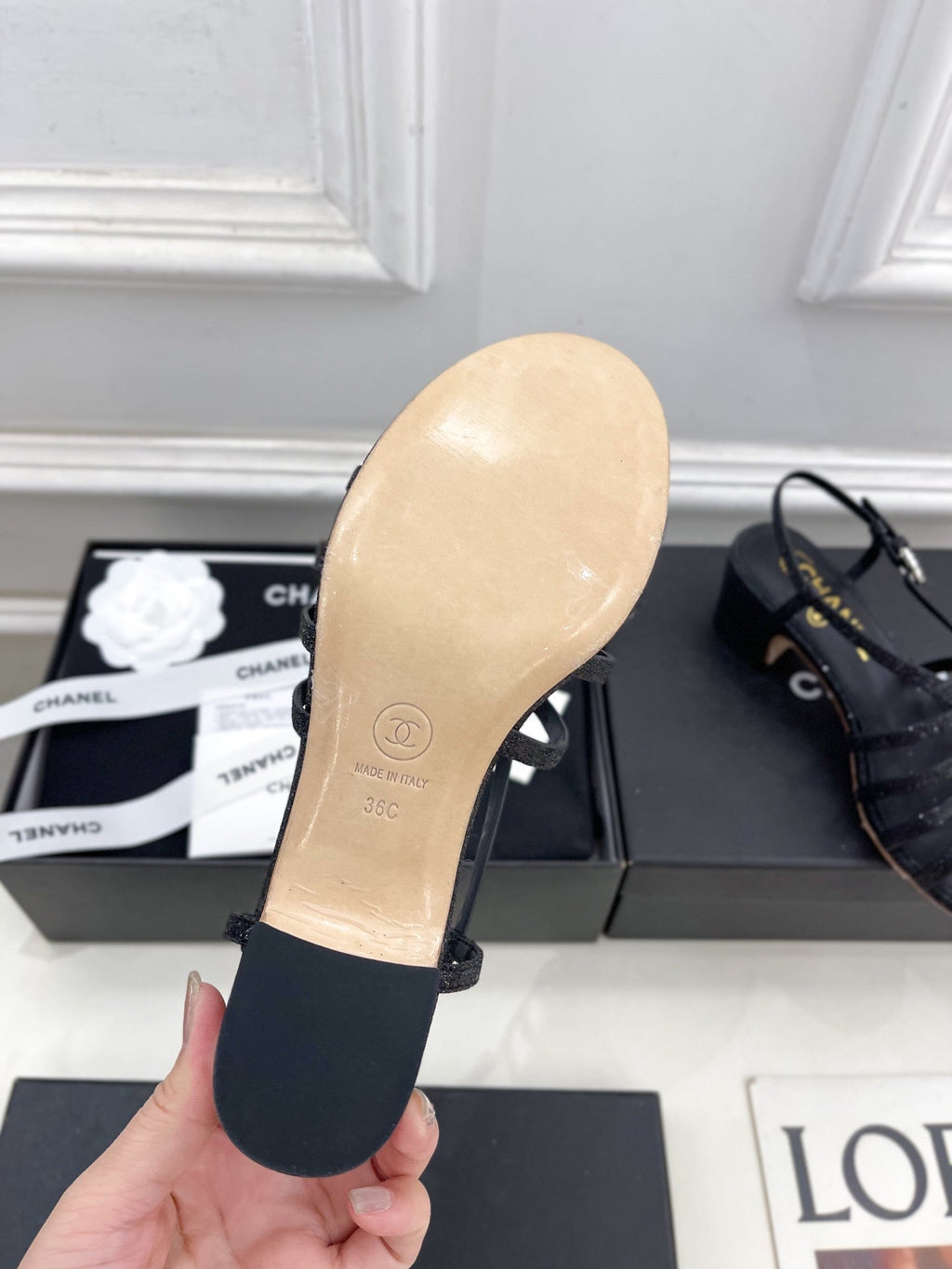 CHANEL BLACK ROMAN 5 CM SANDALS