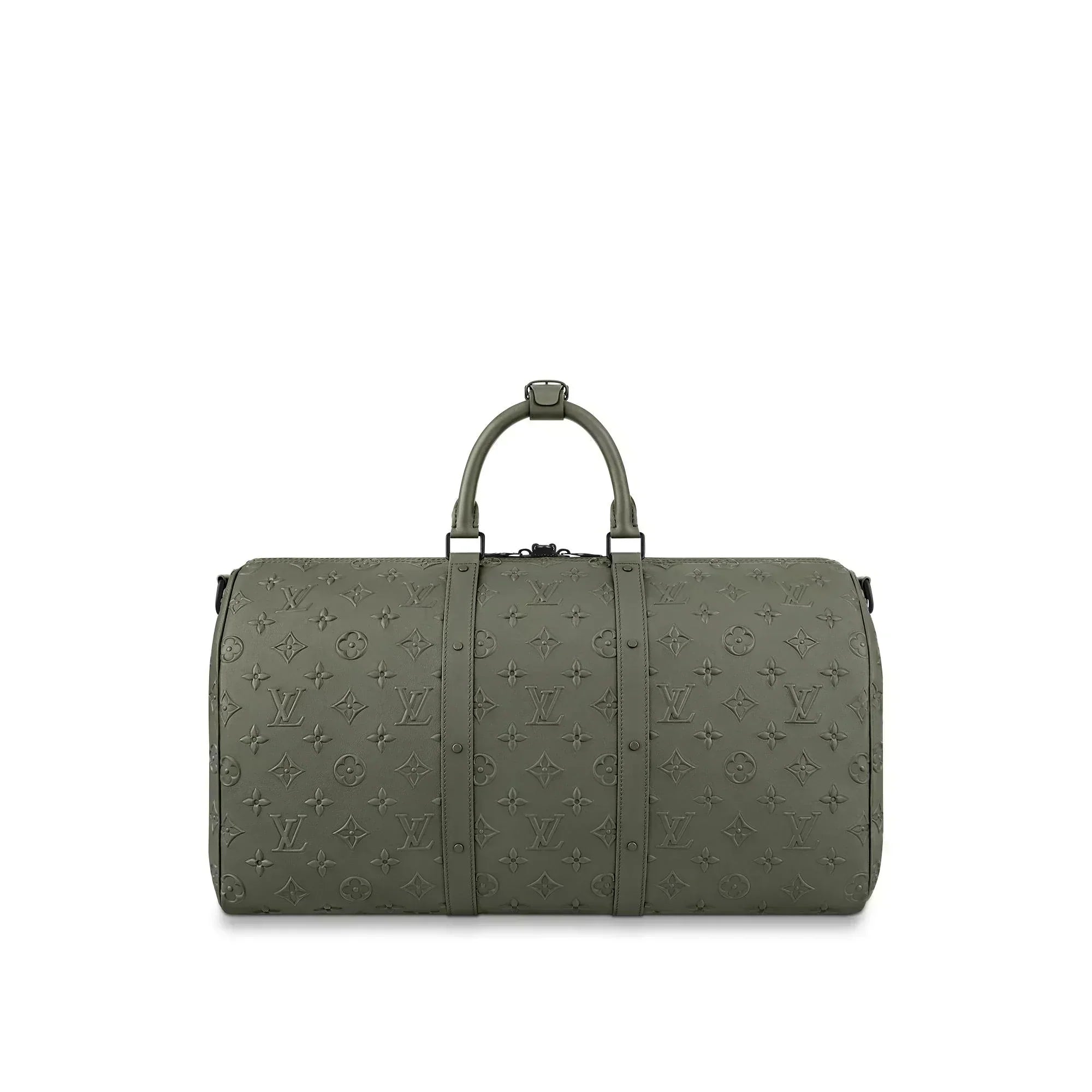 LOUIS VUITTON KEEPALL 50 BANDOULIERE KHAKI EMPREINTE LEATHER