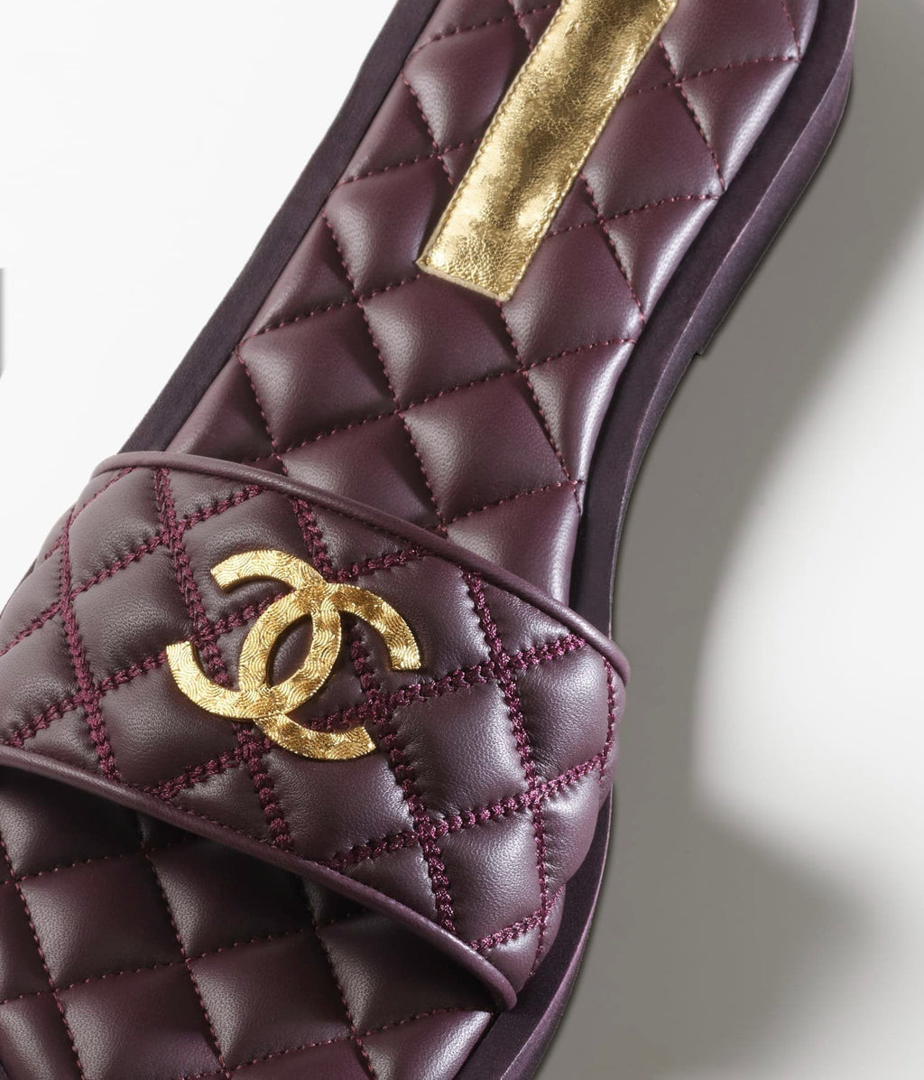 CHANEL MULES BURGUNDY LAMBSKIN LAMBSKIN