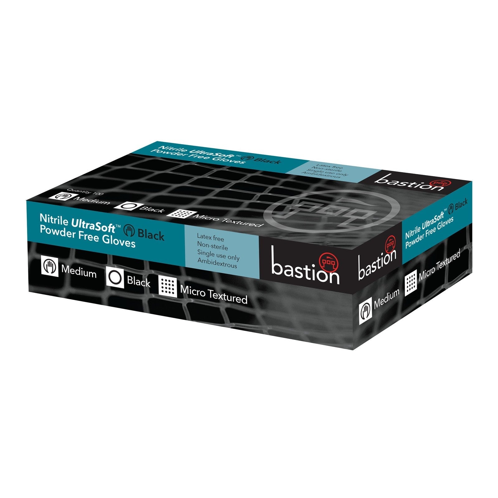 Bastion Nitrile Ultra Soft Black - Powder Free Gloves (Carton 1000 Pairs)