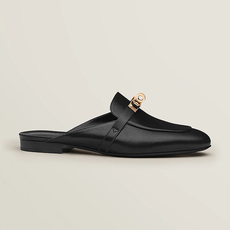 HERMES 0z Mule Noir Rose Gold
