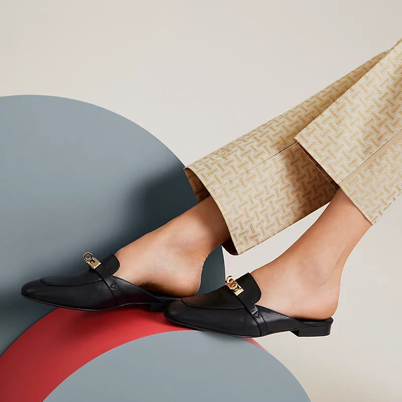 HERMES 0z Mule Noir Gold