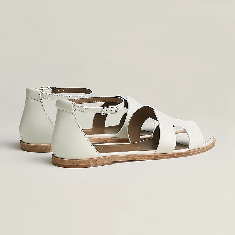 HERMES SANTORINI SANDAL WHITE CALFSKIN