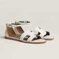 HERMES SANTORINI SANDAL WHITE CALFSKIN