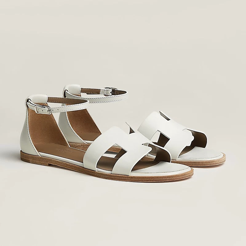 HERMES SANTORINI SANDAL WHITE CALFSKIN
