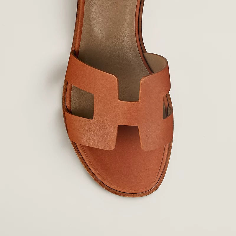 HERMES SANTORINI SANDAL CARAMEL CALFSKIN