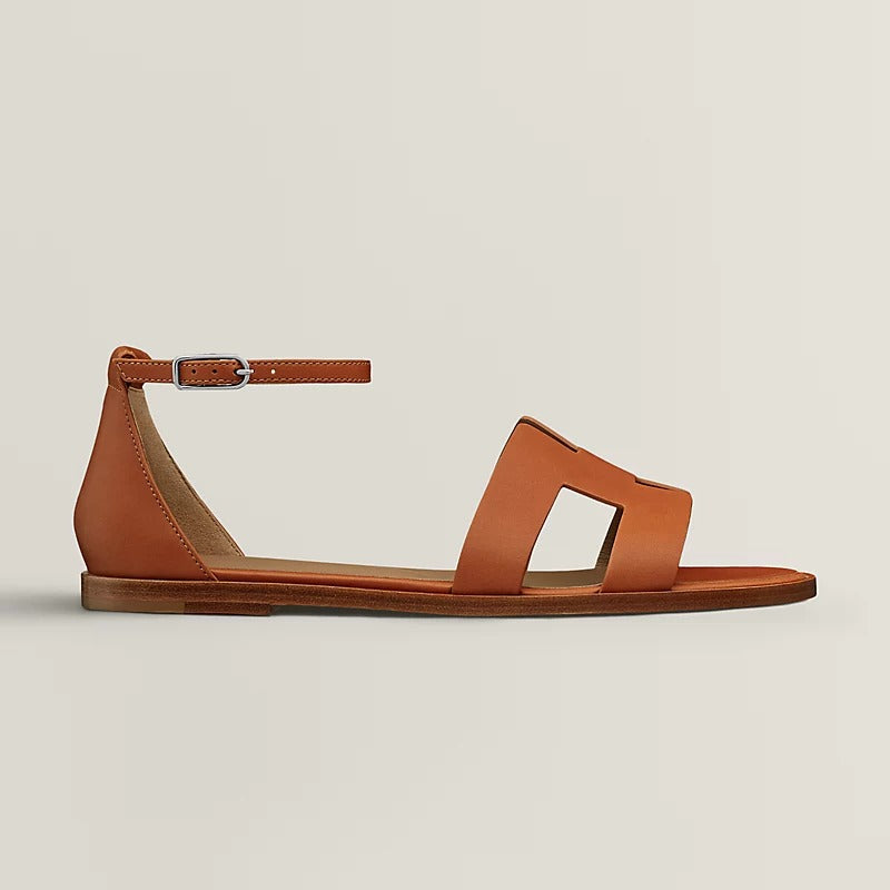 HERMES SANTORINI SANDAL CARAMEL CALFSKIN