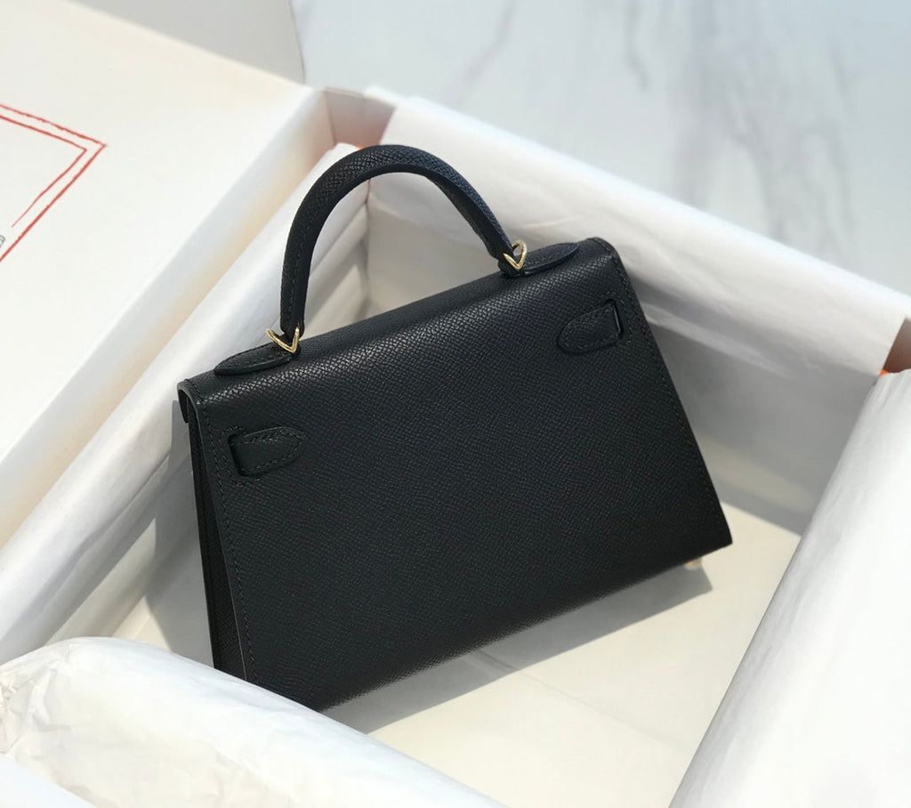 HERMES KELLY MINI 20 BLACK EPSOM GOLD HARDWARE