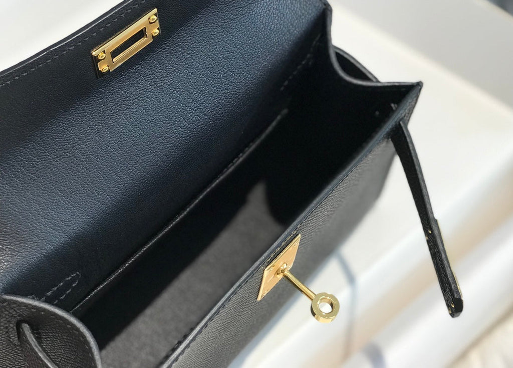 HERMES KELLY MINI 20 BLACK EPSOM GOLD HARDWARE