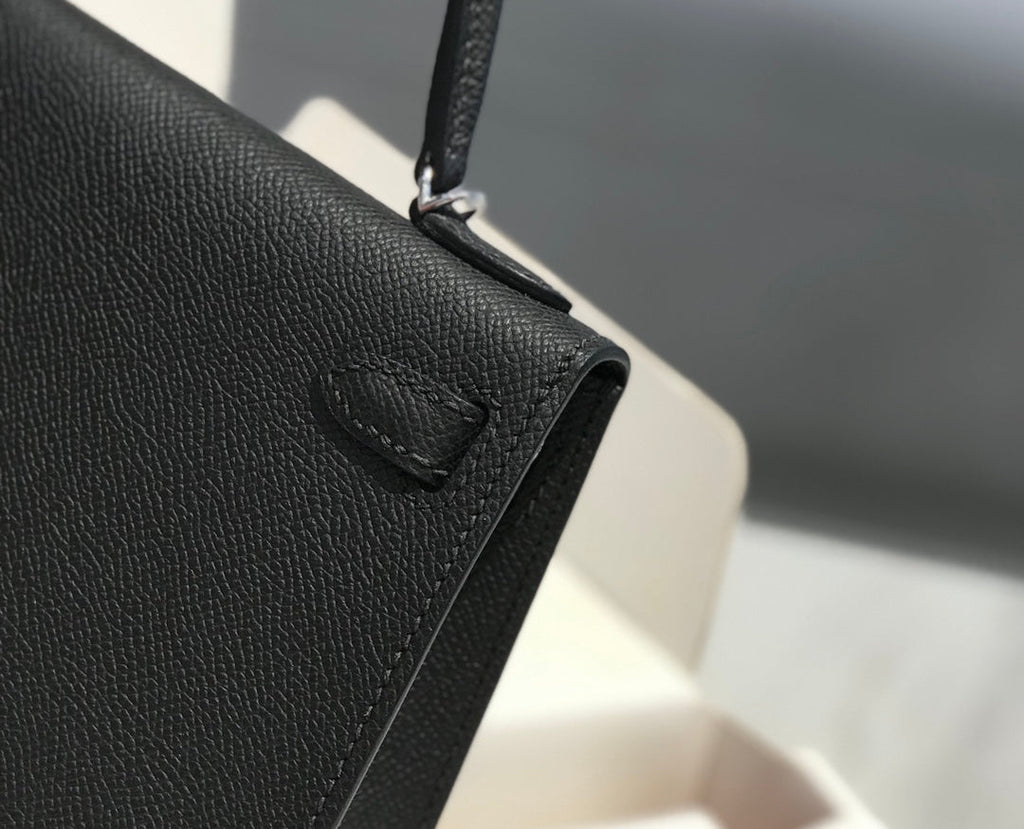 HERMES KELLY MINI 20 BLACK EPSOM SILVER HARDWARE