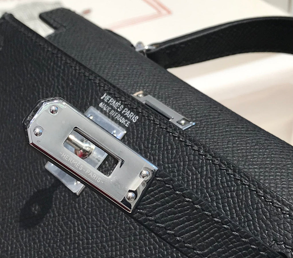 HERMES KELLY MINI 20 BLACK EPSOM SILVER HARDWARE