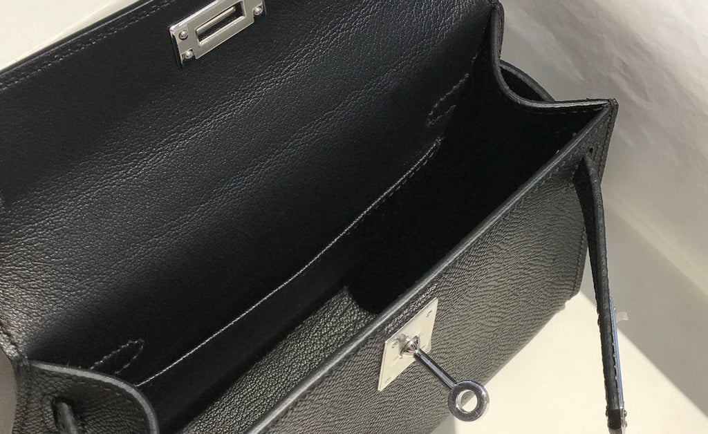 HERMES KELLY MINI 20 BLACK EPSOM SILVER HARDWARE