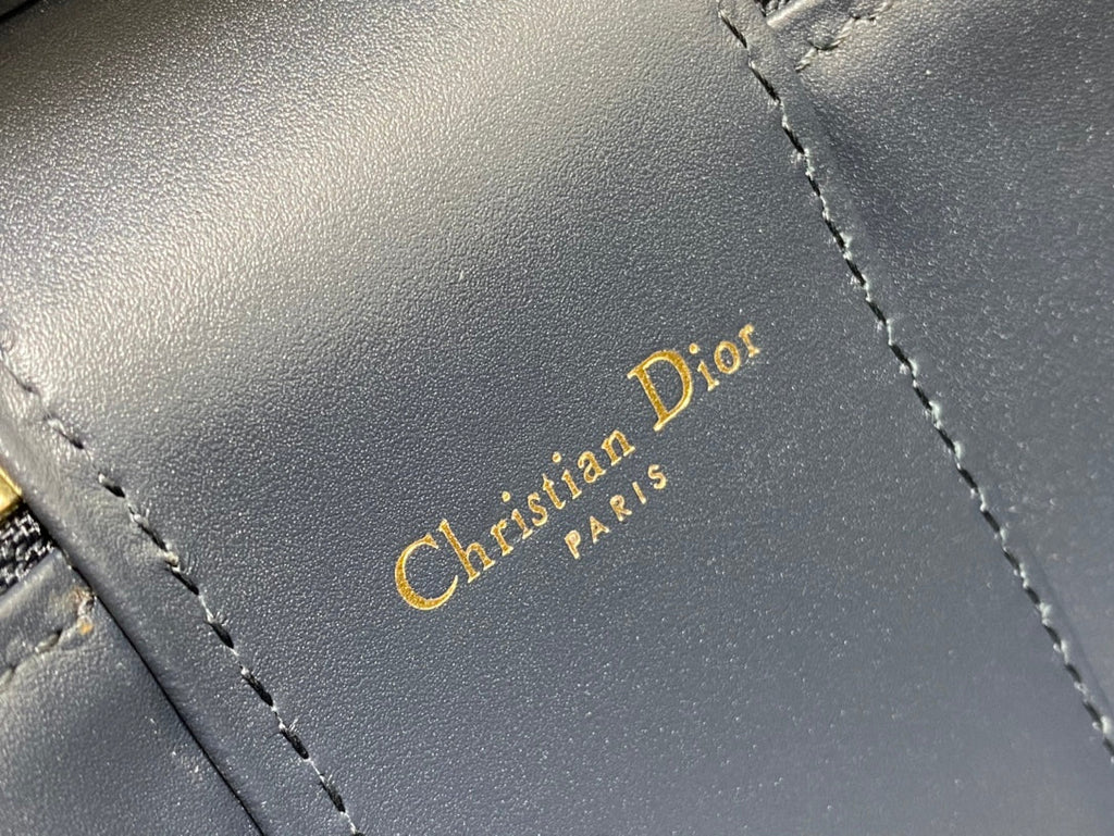 DIOR CD SIGNATURE VANITY 16CM BLUE OBLIQUE EMBROIDERY