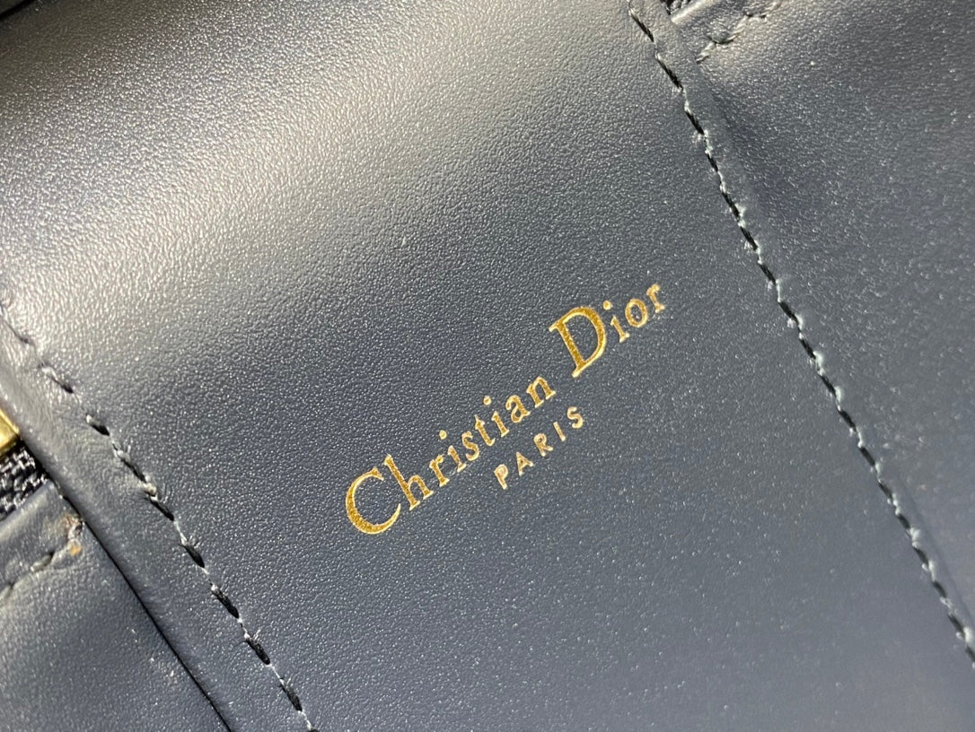 DIOR CD SIGNATURE VANITY 16CM BLUE OBLIQUE EMBROIDERY
