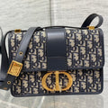 DIOR 30 MONTAIGNE 24CM BLUE OBLIQUE EMBROIDERY