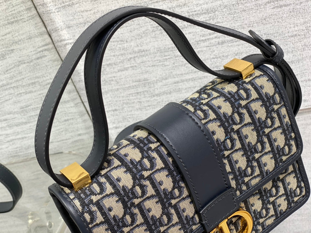 DIOR 30 MONTAIGNE 21CM BLUE OBLIQUE EMBROIDERY