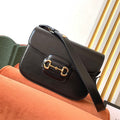 GUCCI 1955 Horsebit Bag 25cm Black Calfskin Gold Hardware