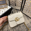 GUCCI Marmont 21cm Mini Top White Calfskin Gold Hardware