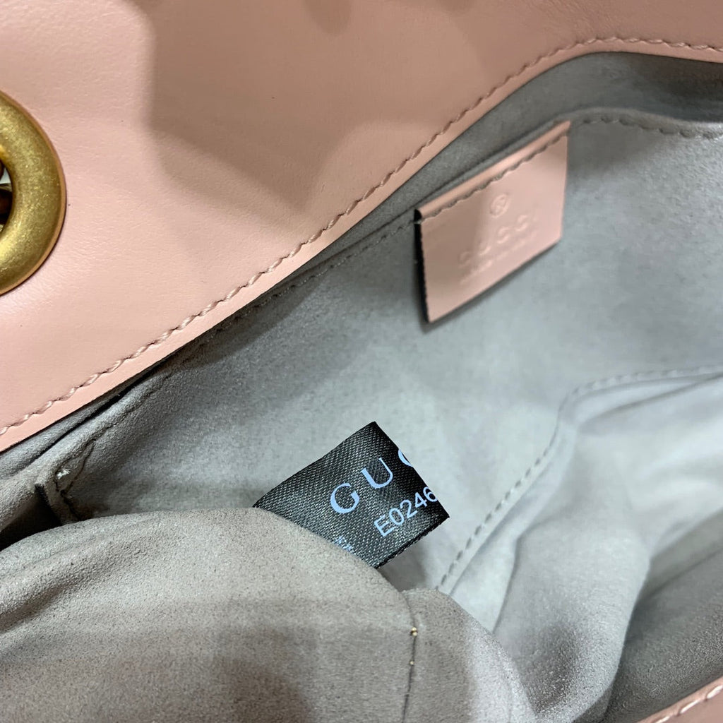 GUCCI Marmont 22cm Pink Calfskin Gold Hardware