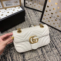 GUCCI Marmont 22cm White Calfskin Gold Hardware