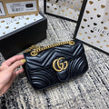 GUCCI Marmont 22cm Black Calfskin Gold Hardware