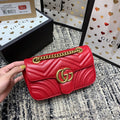 GUCCI Marmont 22cm Red Calfskin Gold Hardware