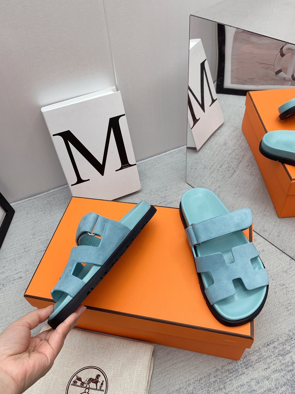 HERMES Chypre Sandal Light Blue
