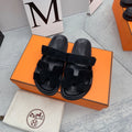 HERMES Chypre Sandal Black velvet lining
