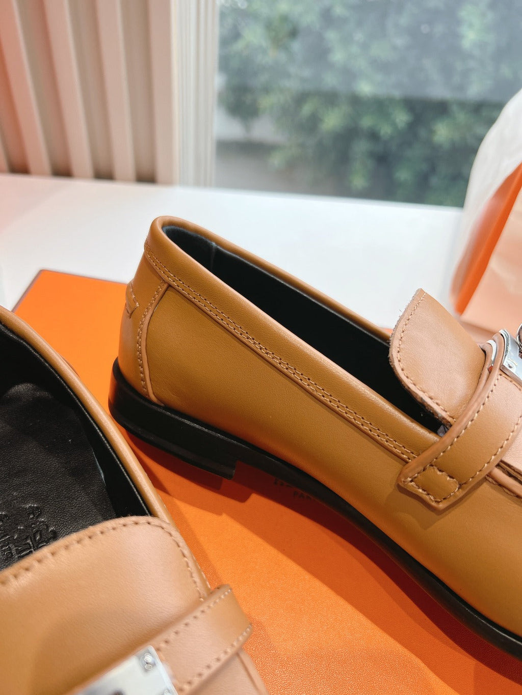 HERMES Destin Loafer Brown Goatskin with Fringe Detail
