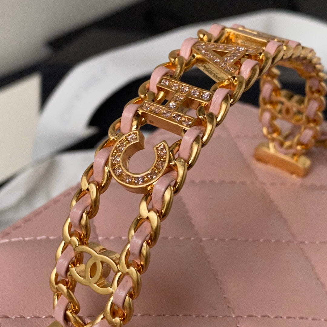 CHANEL Vanity Case 17cm Pink Lambskin Gold hardware
